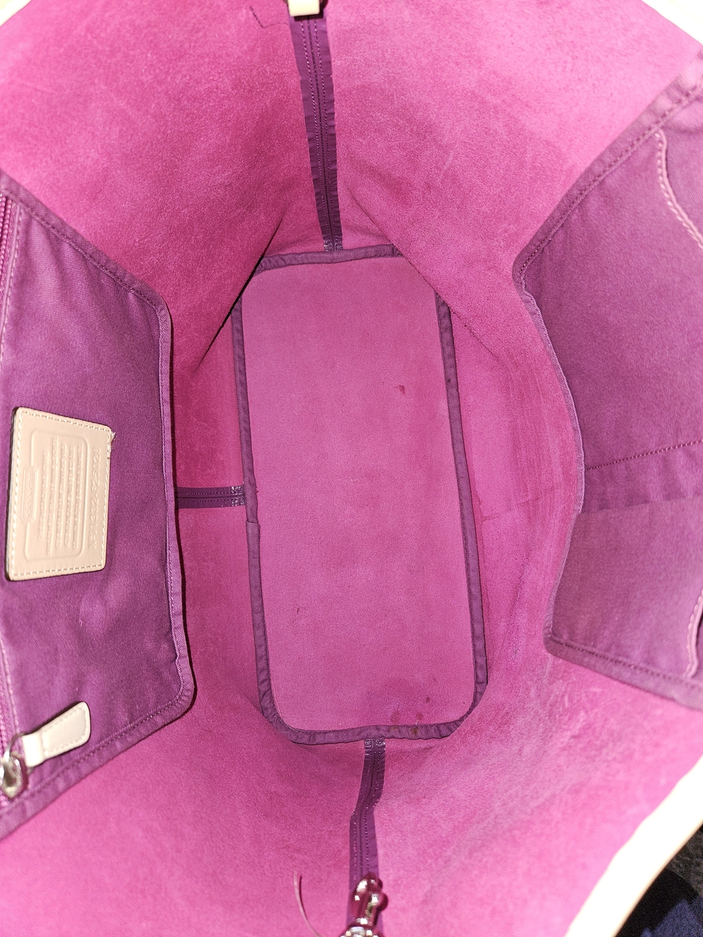 Coach Purple Patent Leather Tote with Beige Trim - Picture 8 of 9